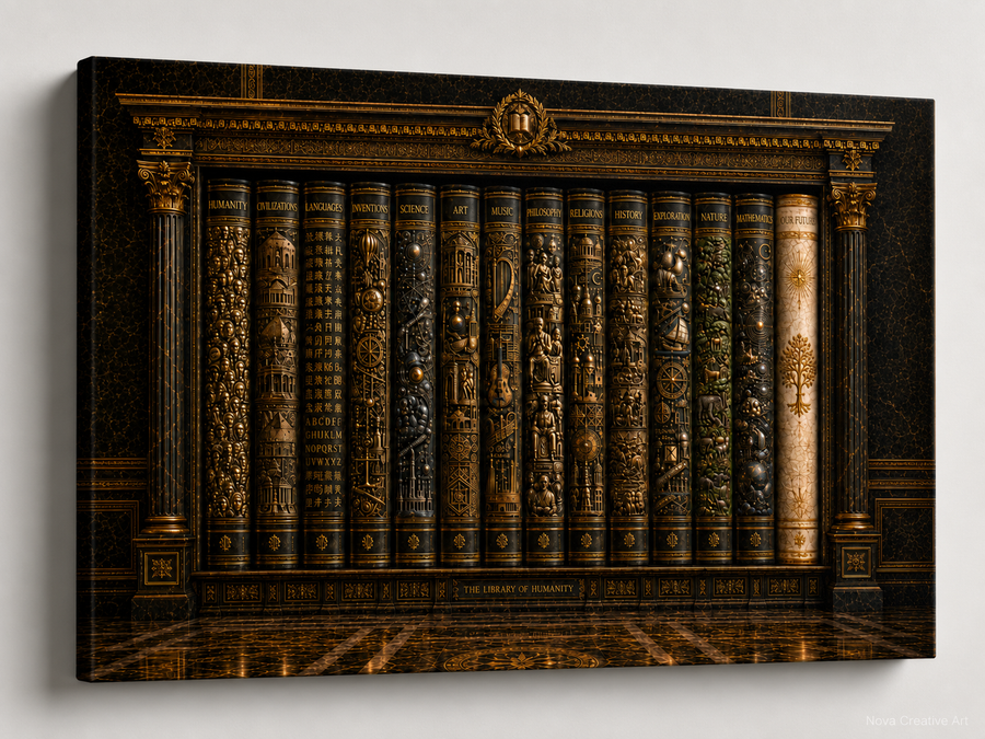 The Library of Humanity – Large Canvas Wall Art, 30x40 and 40x60, Museum Collection