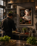 Funny Pig Chef Poster, Rustic Kitchen Wall Art with Farmhouse Humor for Cooking Lovers
