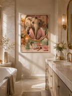 Impression murale éléphant premium, décoration de salle de bain amusante et affiche animale de luxe