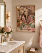 Impression murale éléphant premium, décoration de salle de bain amusante et affiche animale de luxe