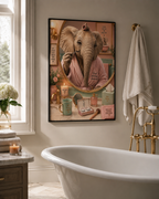 Impression murale éléphant premium, décoration de salle de bain amusante et affiche animale de luxe