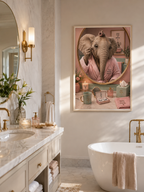 Impression murale éléphant premium, décoration de salle de bain amusante et affiche animale de luxe