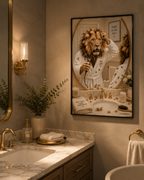 Funny Lion Bad Hair Day Poster, Humorous Animal Bathroom Art Print