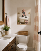 Funny Zebra Bath Poster, Wash Worries Away Wall Art, Whimsical Animal Print