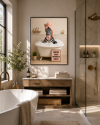 Funny Zebra Bath Poster, Wash Worries Away Wall Art, Whimsical Animal Print