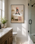 Funny Zebra Bath Poster, Wash Worries Away Wall Art, Whimsical Animal Print