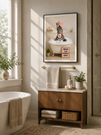 Funny Zebra Bath Poster, Wash Worries Away Wall Art, Whimsical Animal Print
