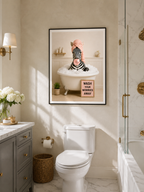 Funny Zebra Bath Poster, Wash Worries Away Wall Art, Whimsical Animal Print