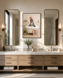 Funny Zebra Bath Poster, Wash Worries Away Wall Art, Whimsical Animal Print