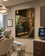Affiche humoristique d'alligator pour salle de bain. « Working on My Bite » Décoration murale pour cabinet dentaire