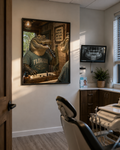 Affiche humoristique d'alligator pour salle de bain. « Working on My Bite » Décoration murale pour cabinet dentaire