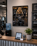 Funny Gorilla Bench Press Poster, Lion Spotter Fitness Wall Art, Workout Animal Print