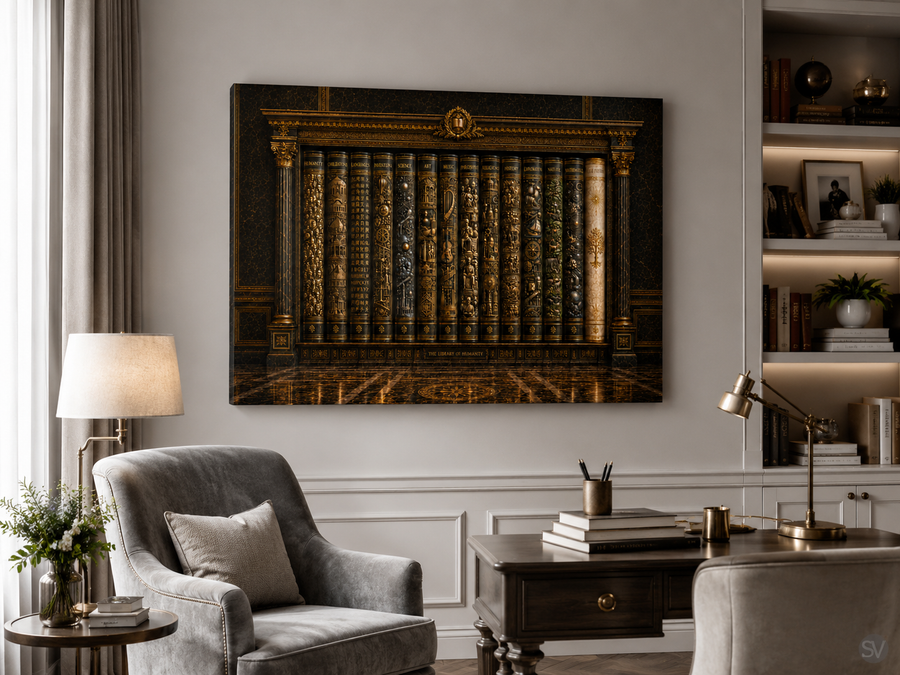 The Library of Humanity – Large Canvas Wall Art, 30x40 and 40x60, Museum Collection