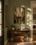 Abstract Havana City Canvas, Gold Black Gray Architecture Wall Art