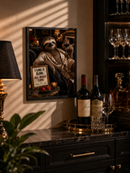 Funny Sloth Wine Poster, Luxury Bar Lounge Wall Decor with Adult Humor