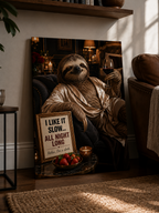 Funny Sloth Wine Poster, Luxury Bar Lounge Wall Decor with Adult Humor
