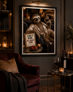 Funny Sloth Wine Poster, Luxury Bar Lounge Wall Decor with Adult Humor