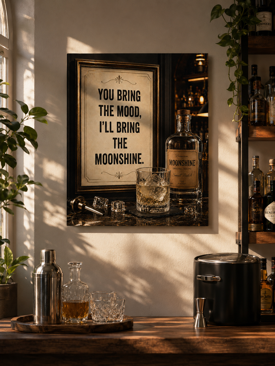 Póster Vintage de Moonshine, Arte Rústico para Bar, Decoración de Cueva de Hombre