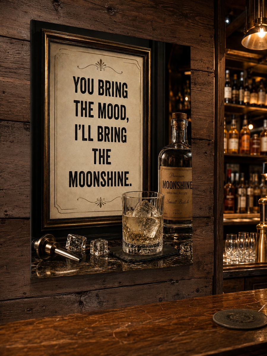 Póster Vintage de Moonshine, Arte Rústico para Bar, Decoración de Cueva de Hombre