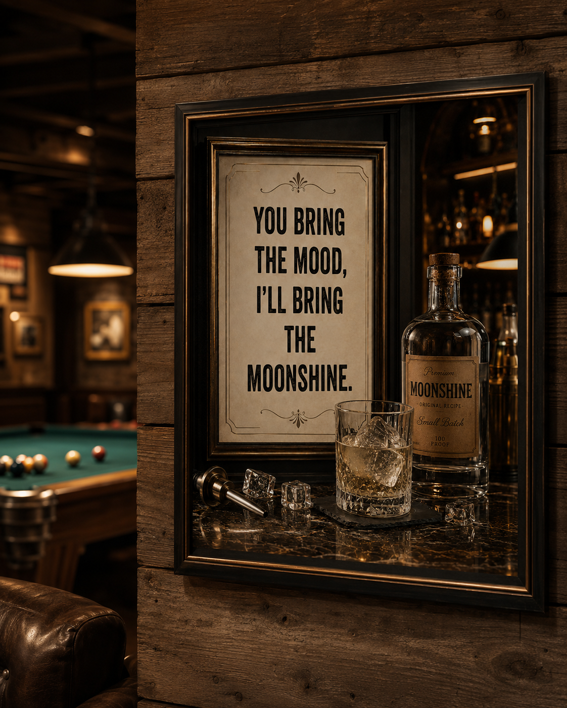 Vintage Moonshine Poster, Rustic Bar Wall Art, Man Cave Decor