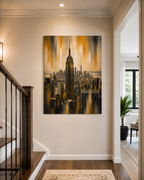 New York City Skyline Canvas. Gold Empire State Building Wall Art, Modern Manhattan Decor