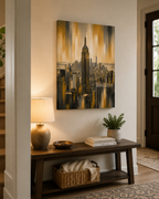 New York City Skyline Canvas. Gold Empire State Building Wall Art, Modern Manhattan Decor