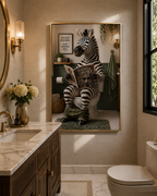 Póster Cebra en el Baño, Arte Divertido para Pared de Inodoro, Decoración Peculiar de Animales para Baño, Impresión sin Marco