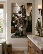 Póster Cebra en el Baño, Arte Divertido para Pared de Inodoro, Decoración Peculiar de Animales para Baño, Impresión sin Marco