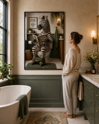 Póster Cebra en el Baño, Arte Divertido para Pared de Inodoro, Decoración Peculiar de Animales para Baño, Impresión sin Marco