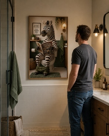 Spanish Zebra Bathroom Poster, Funny Toilet Wall Art, Quirky Animal Restroom Decor, Unframed Print