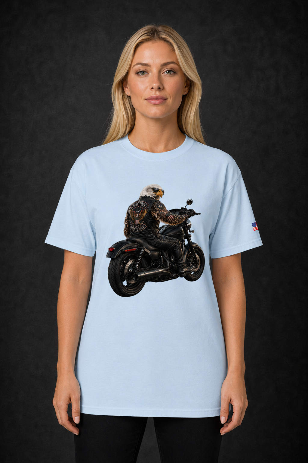 Ride Free Born to Roam Biker Shirt, Patriotic Eagle Motorcycle T-Shirt, American Flag Graphic Tee, Unisex Rider Gift