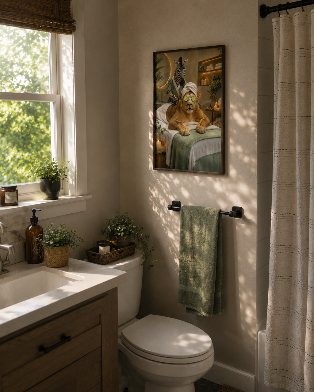 Funny Lion Spa Wall Art Poster
