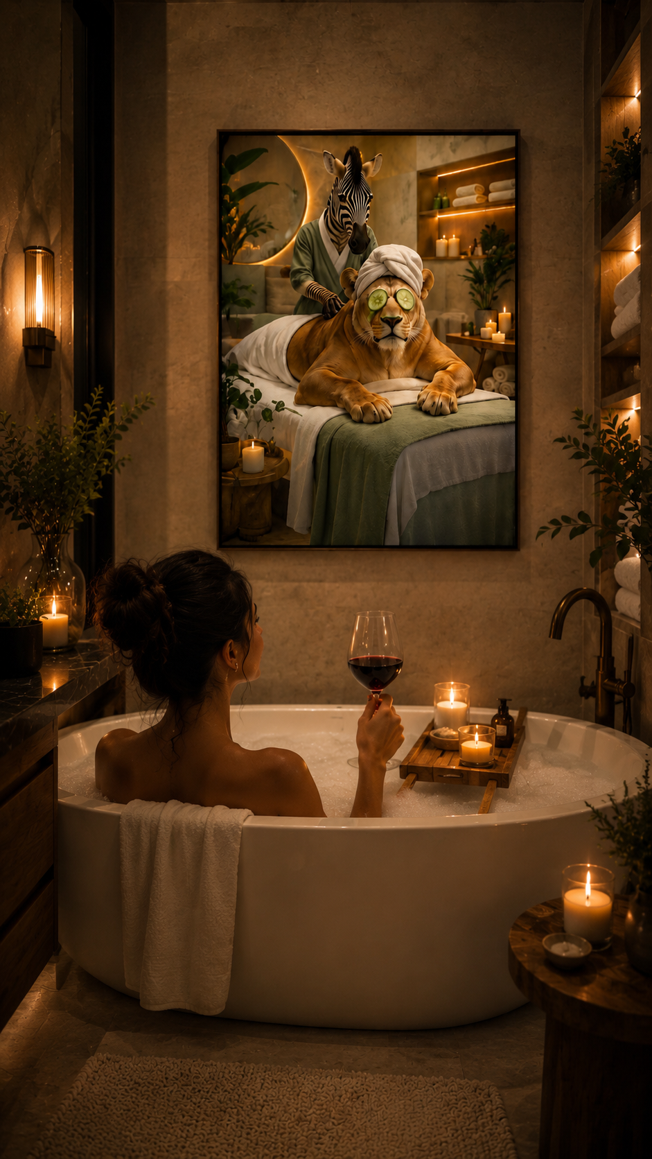 Funny Lion Spa Wall Art Poster