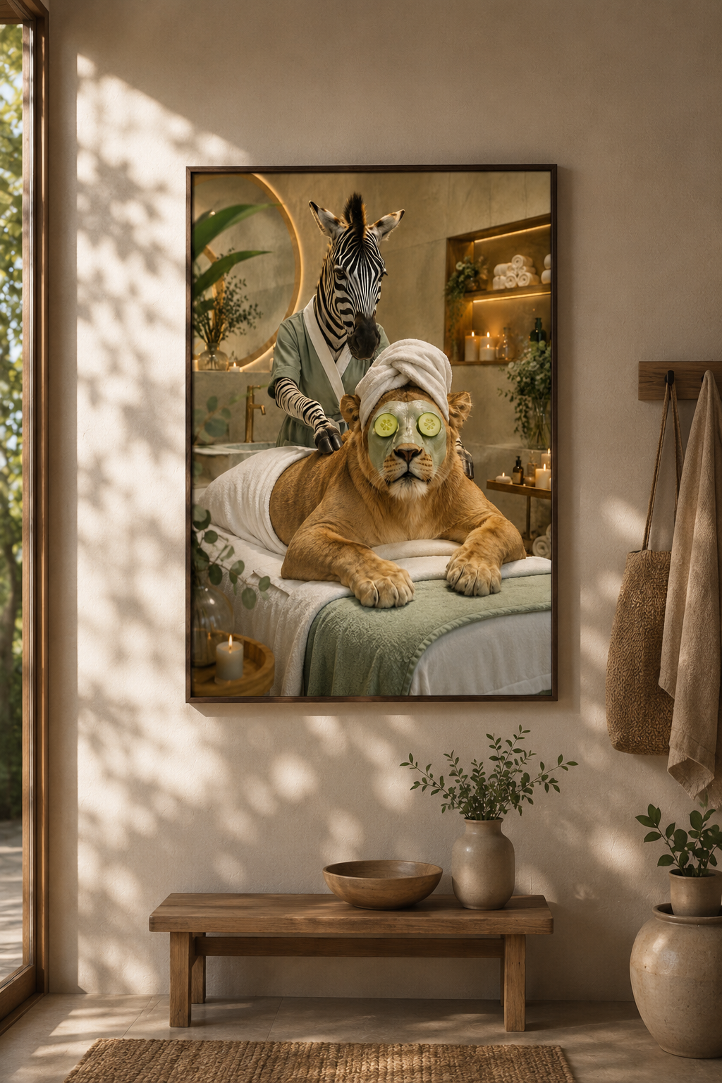 Funny Lion Spa Wall Art Poster