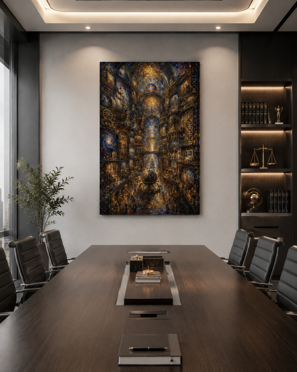 The Atlas of Civilization Canvas Art, Human Legacy Collection, Monumental Library Wall Decor, Gold Black Museum Style Artwork
