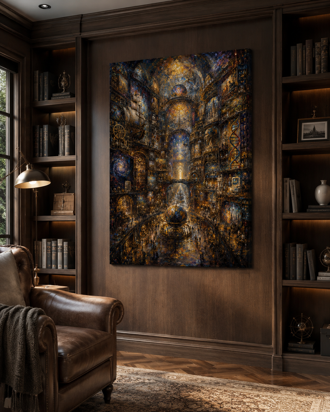 The Atlas of Civilization Canvas Art, Human Legacy Collection, Monumental Library Wall Decor, Gold Black Museum Style Artwork