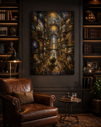 The Atlas of Civilization Canvas Art, Human Legacy Collection, Monumental Library Wall Decor, Gold Black Museum Style Artwork