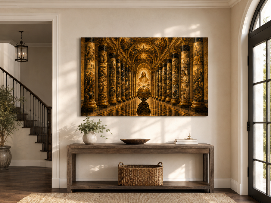 The Cathedral of Civilization, Christ the Redeemer Canvas Wall Art, Christian Faith and Human Legacy Artwork