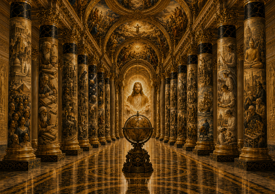 The Cathedral of Civilization, Christ the Redeemer Canvas Wall Art, Christian Faith and Human Legacy Artwork