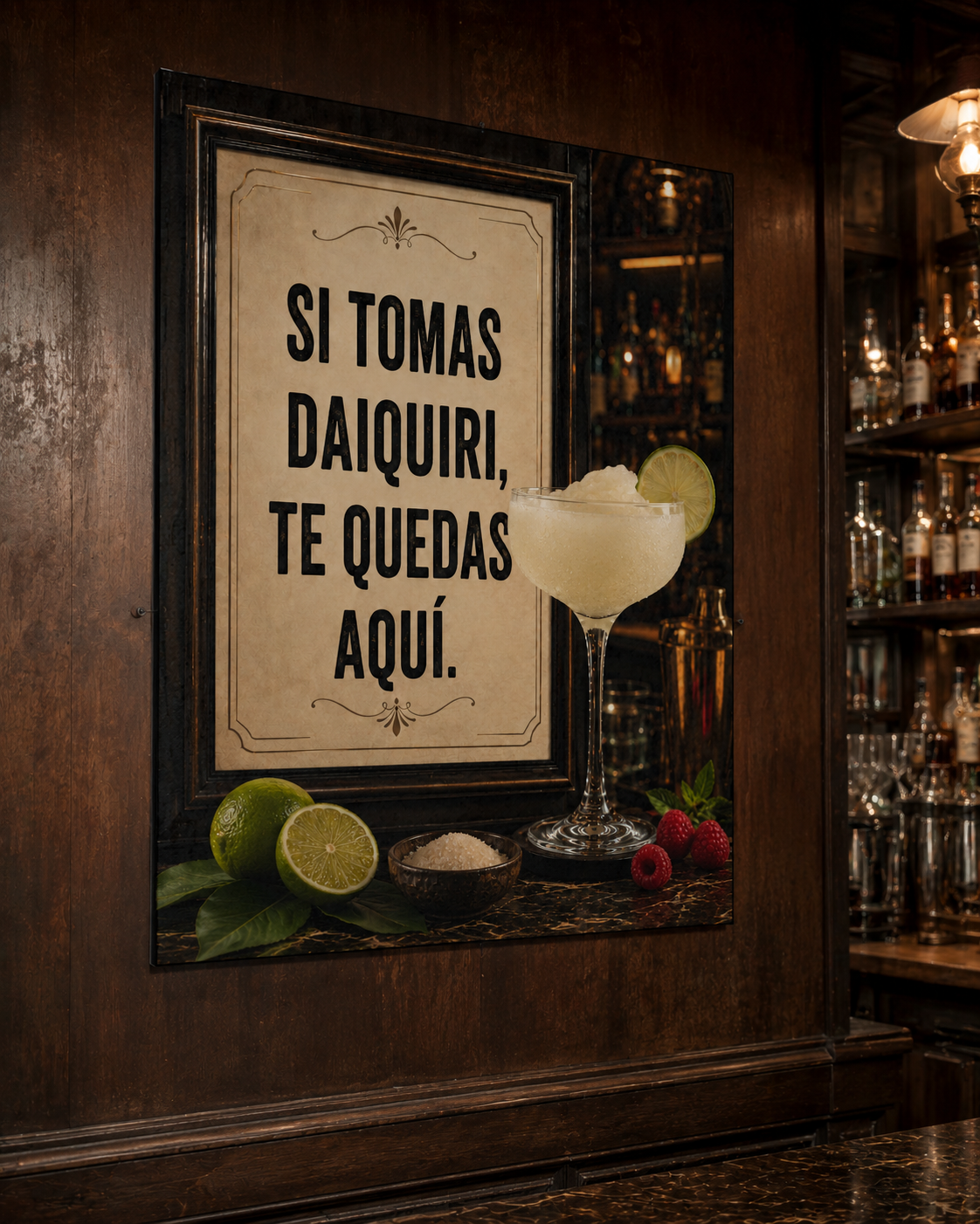 Daiquiri Poster Spanish Cocktail Wall Art for Home Bar Decor