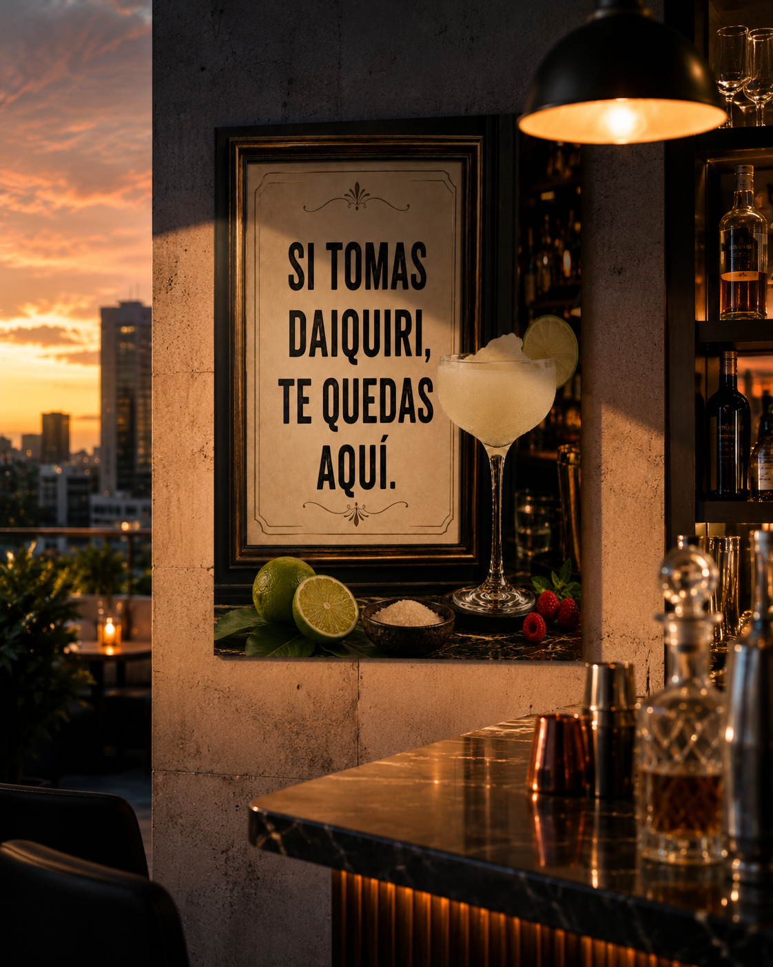 Daiquiri Poster Spanish Cocktail Wall Art for Home Bar Decor