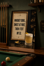 Affiche drôle de cocktail Whiskey Sour, Décoration murale vintage de bar, Impression de citation humoristique