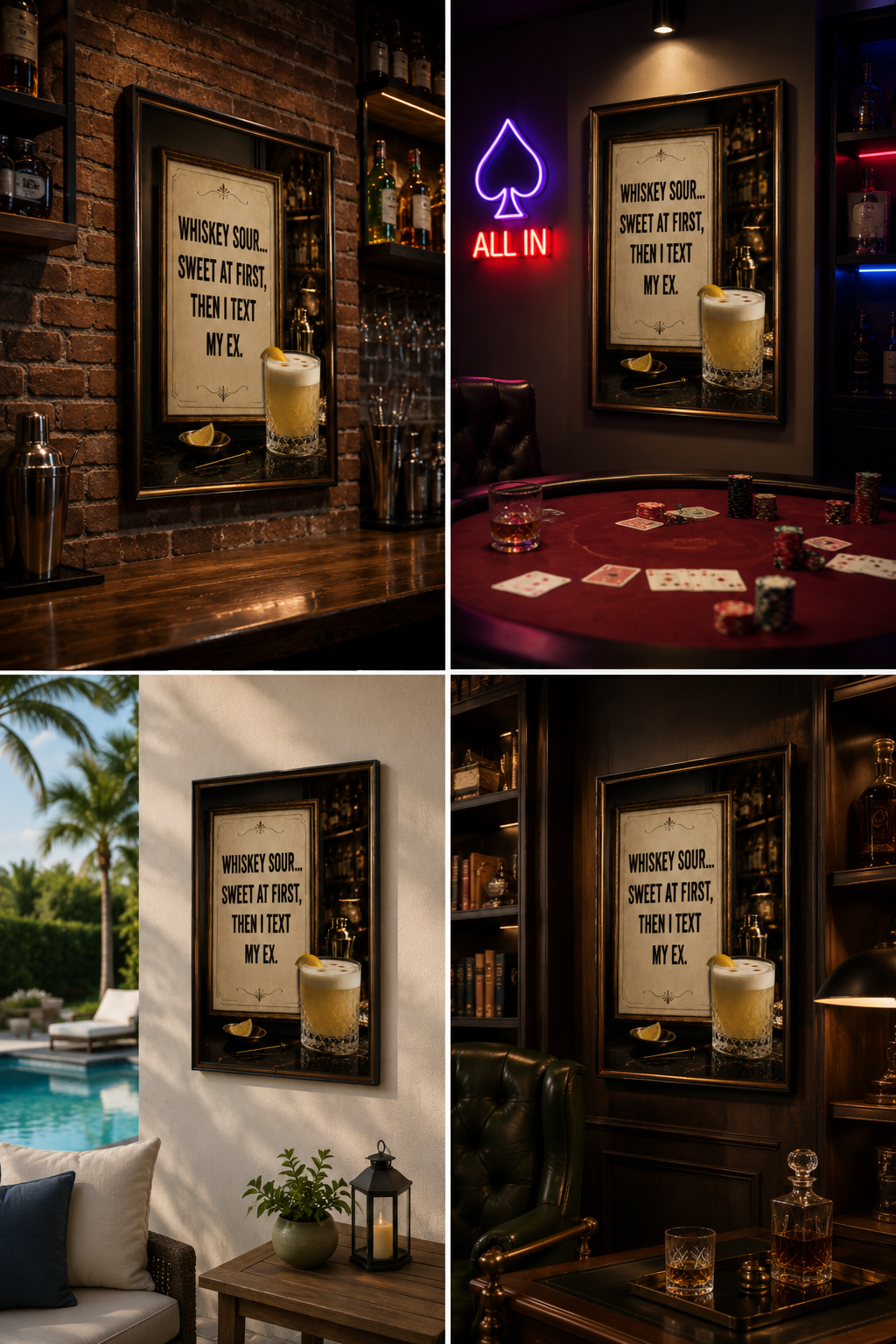 Affiche drôle de cocktail Whiskey Sour, Décoration murale vintage de bar, Impression de citation humoristique