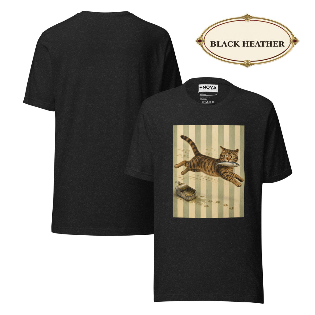 Sardine Thief Cat Graphic Tee, Unisex Funny Cat Lover Shirt