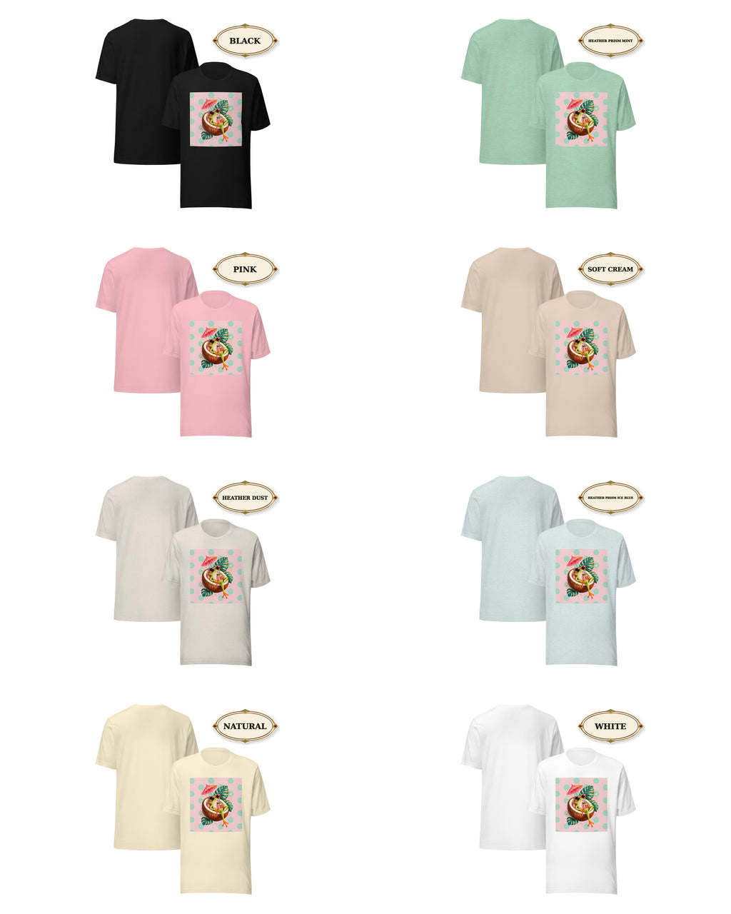 Women’s Tropical Cocktail Graphic Tee, Coconut Drink Summer Shirt