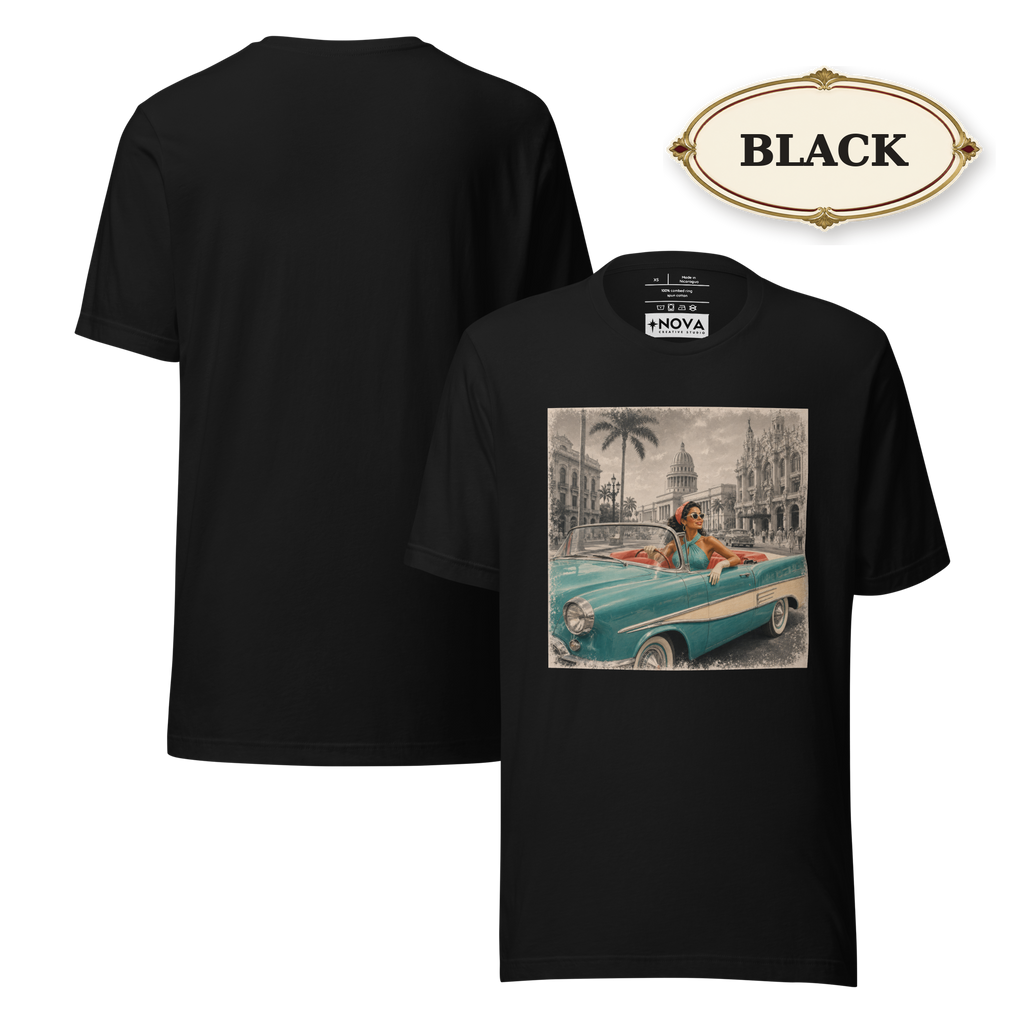 Havana Convertible Graphic Tee, Vintage Cuba Travel Shirt, Classic Car Gift