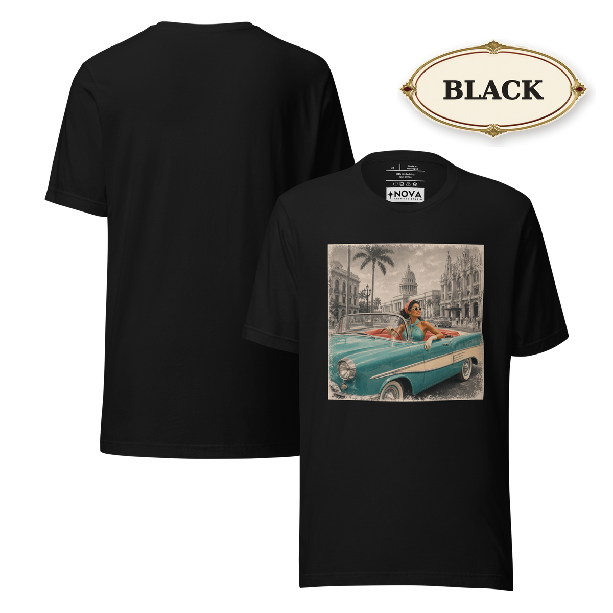 Havana Convertible Graphic Tee, Vintage Cuba Travel Shirt, Classic Car Gift