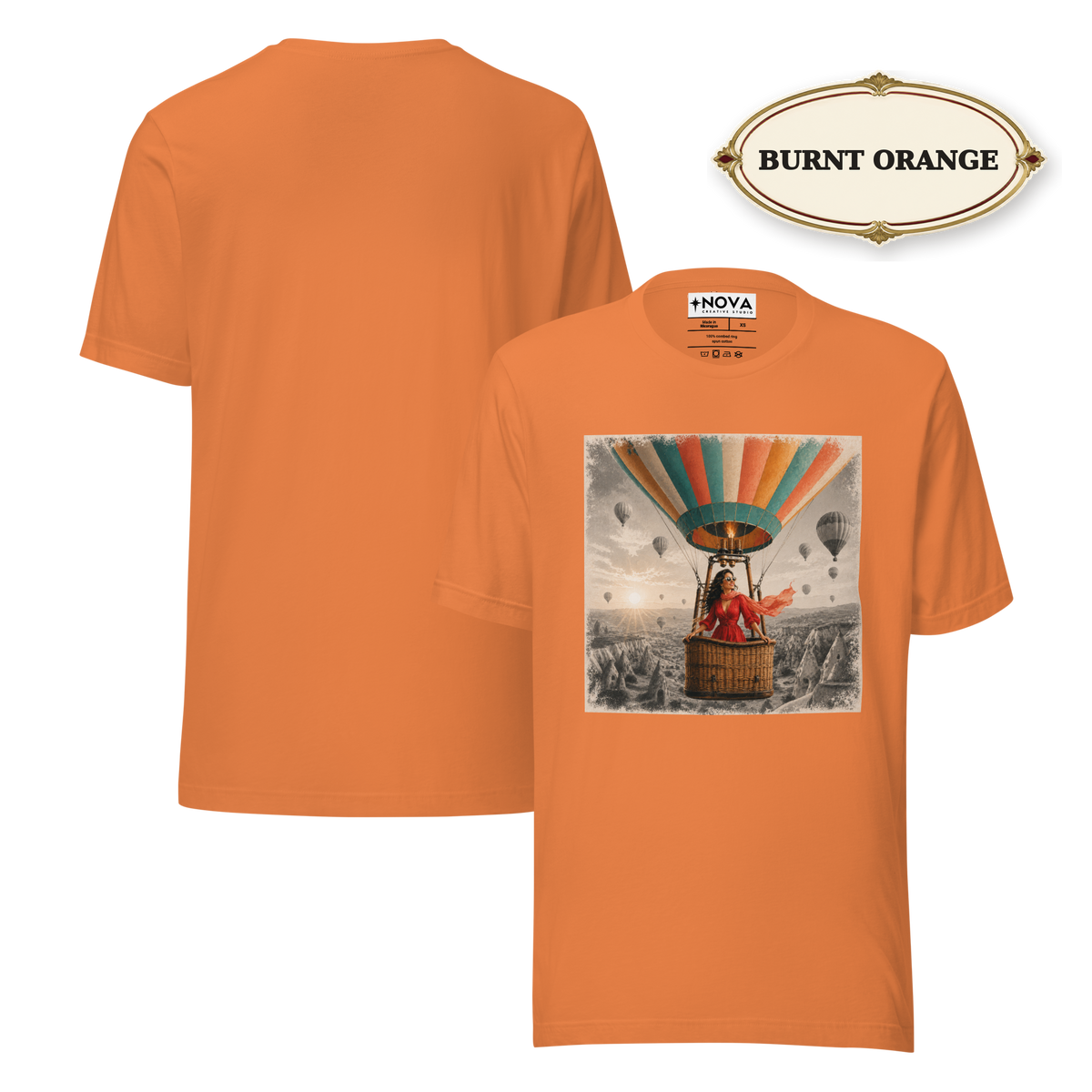 Hot Air Balloon Graphic Tee, Vintage Woman Travel Shirt, Whimsical Adventure Gift