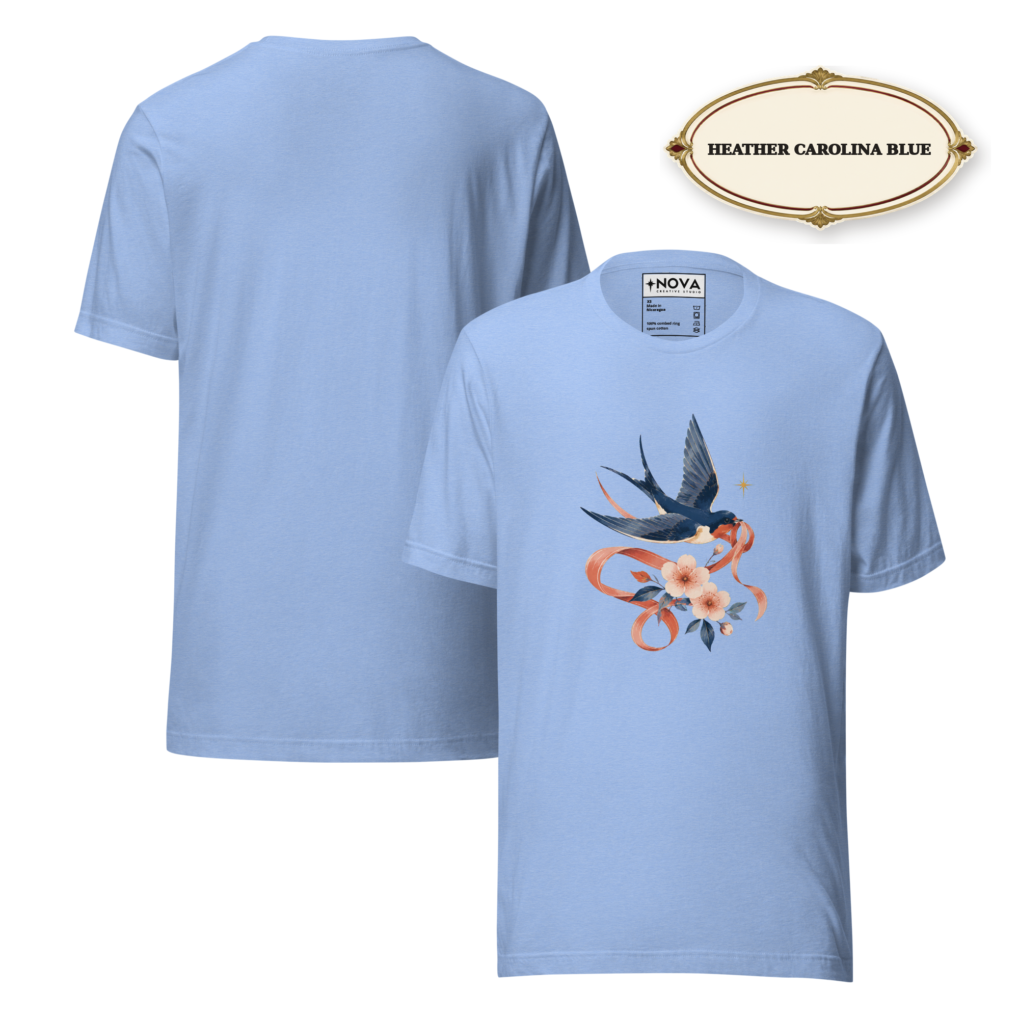 Swallow Bird Shirt for Women, Floral Bird Graphic Tee, Vintage Tattoo T-Shirt, Botanical Shirt, Cottagecore Tee, Bird Lover Gift