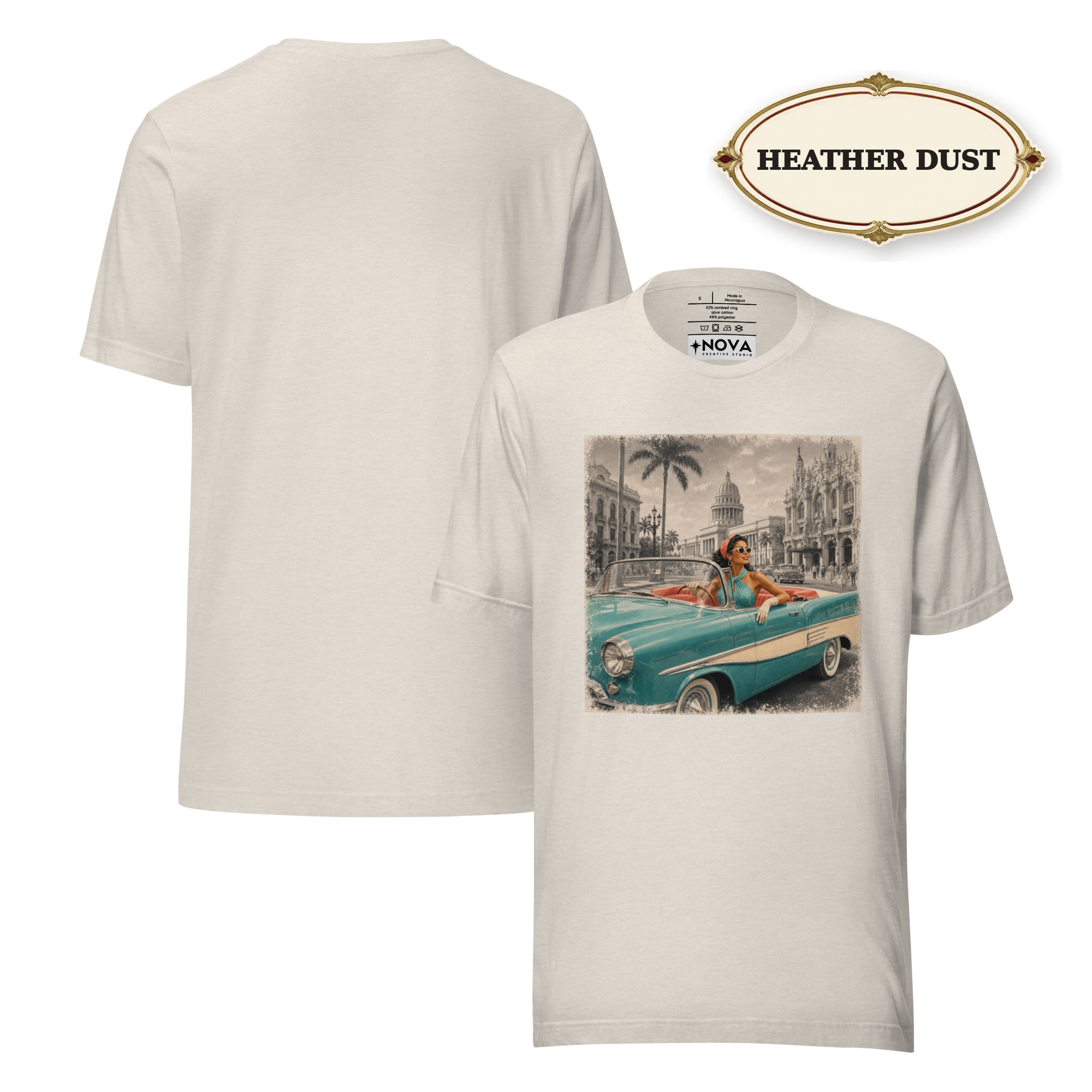 Havana Convertible Graphic Tee, Vintage Cuba Travel Shirt, Classic Car Gift